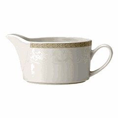 Sauce boat “Antoinette”  porcelain  340 ml , H=95, L=185, B=80mm  white, olive.