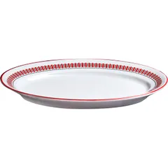 Блюдо «Мезень» Принц Заборчик овальное фарфор ,H=27,L=240мм белый,красный, изображение 2