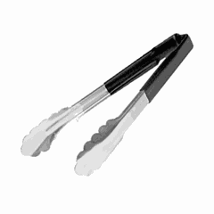 Tongs with black handle  steel , L=30cm  metallic, black