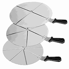 Pizza tray with stencil for cutting into 4 pieces  stainless steel, plastic  D=50, L=66cm  silver, black