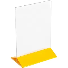 Подставка наст. д/меню А5 пластик ,H=220,L=155,B=95мм прозр.,желт.