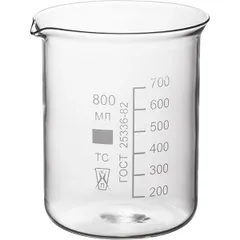 Measuring glass “N-1-800 TS” GOST 25336-82 thermostat glass 0.8l D=10,H=13.5cm clear.