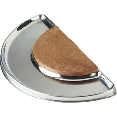 Semicircular bar board  stainless steel, natural cork  D=34, B=17cm  silver, beige.