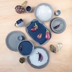 Блюдо «Нау» прямоугольное керамика ,L=33см синий,серый, изображение 2