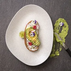 Тарелка «Гэлэкси» ассиметричная фарфор D=30,H=3см свет.-сер., изображение 2