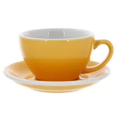 Кофейная пара «Эгг» фарфор 300мл D=110/155,H=65,L=135мм желт.