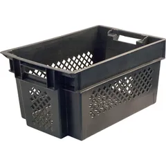 Perforated food box with handles  polyethylene  67.2 l , H=30, L=60, B=40 cm  black