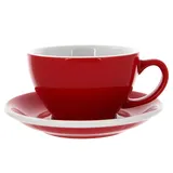 Кофейная пара «Эгг» фарфор 300мл D=110/155,H=65,L=135мм красный