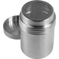 Container for powdered sugar with mesh  stainless steel  300 ml  D=6, H=10 cm  silver.