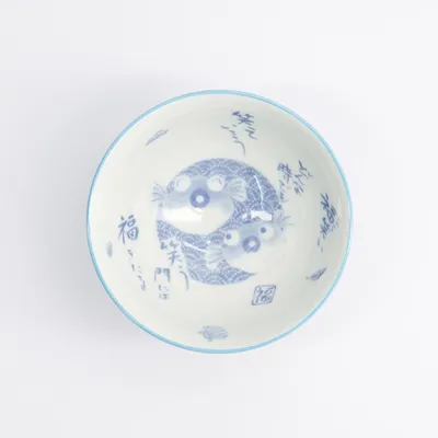 Салатник «Блоуфиш» фарфор 300мл D=113,H=58мм голуб.,белый, изображение 4