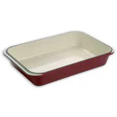 Rectangular baking dish  cast iron  4.5 l , H=75, L=395, B=260mm  red, beige.