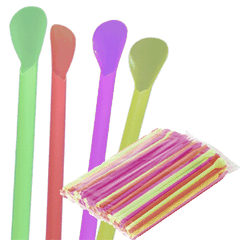 Трубочка-мешалка[100шт] полипроп. D=6,L=205,B=20мм разноцветн.