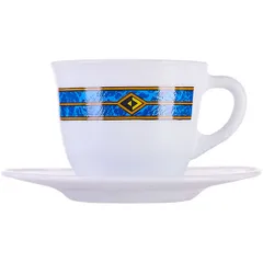 Кофейная пара «Астрал» набор  [6шт] стекло 160мл ,H=81,L=415,B=131мм белый,синий