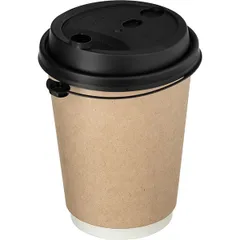 Крышка для стакана одноразовая с питейником[50шт] пластик D=9,H=2см черный,матовый, изображение 3