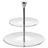 2-tier shelf for dessert “Full Moon” D=15/21cm aluminum, glass ,H=23cm transparent,metal.