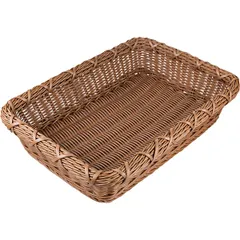 Rectangular wicker bread basket  polyrottan , H=8, L=45, B=30cm  brown.