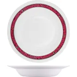 Блюдо «Корал» круглое глубокое стекло 0,73л D=288,H=48мм белый,красный