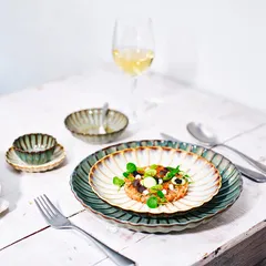 Тарелка «Астера» керамика D=105,H=22мм бежев.,перламутр., изображение 3