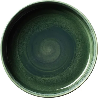 Тарелка «Аврора Везувиус Бернт» с бортом фарфор D=202,5,H=54мм бежев.,зелен., изображение 3