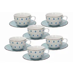 Tea pair “Casablanca”[6pcs] porcelain 270ml D=15,H=8cm white,blue.