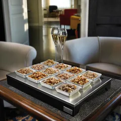 Станция буфетная «Буфет» + 12 салатников (фарфор) дерево ,H=55,L=460,B=320мм черный, изображение 2