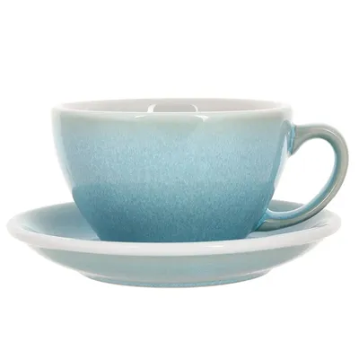 Кофейная пара «Эгг» фарфор 300мл D=110/155,H=65,L=135мм лазурн.