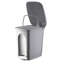 Контейнер д/мусора с педалью светло-серый полипроп. 7л ,H=28,5,L=23,B=19см серый, изображение 2