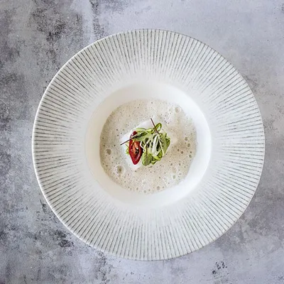 Тарелка для пасты «Ирис» фарфор 400мл D=28см белый,серый, изображение 6