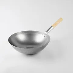 Сковорода-вок сталь нерж.,дерево D=35см