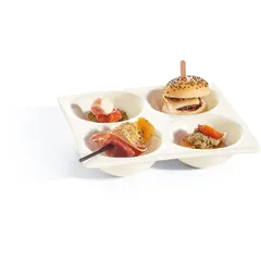 Менажница «Аппетайзер» 4 секции d=6см фарфор ,H=25,L=140,B=140мм белый, изображение 4