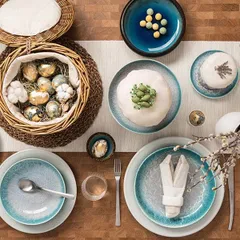 Тарелка глубокая «Нептун» фарфор 0,9л D=24см бирюз.,белый, изображение 3