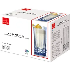 Хайбол (стакан) «Америка 20х» стекло 400мл D=68,H=158мм голуб., изображение 2