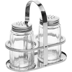 Set for spices salt+pepper  stainless steel, glass , H=95, L=105, B=55mm  silver.