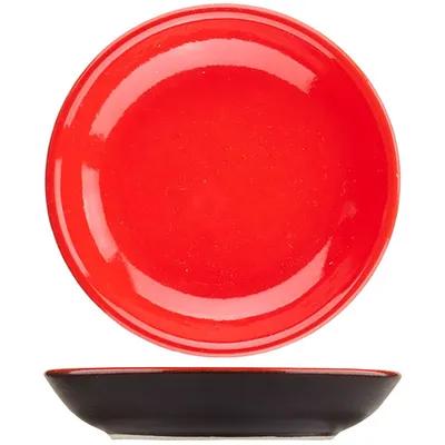 Тарелка «Кармин» без полей керамика D=10см красный,черный, Диаметр (мм): 100