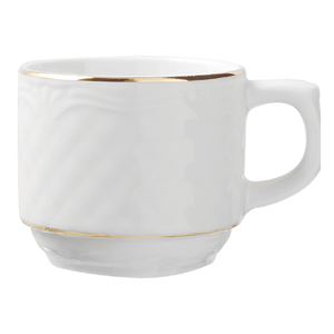 Чашка кофейная «Афродита» фарфор 100мл D=6,H=5,L=8см белый,золотой, Цвет: Белый