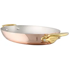 Oval frying pan. 2 handles “Elegance”  stainless steel, copper , H=4, L=30cm