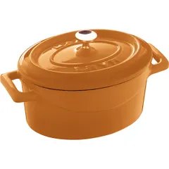 Baking pot with handles  enameled cast iron  420 ml  orange.