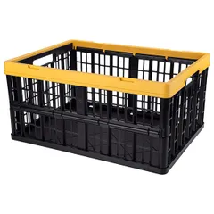 Box for products, perforated, folding  plastic  9.5 l , H=23, L=48, B=35 cm  black, yellow.