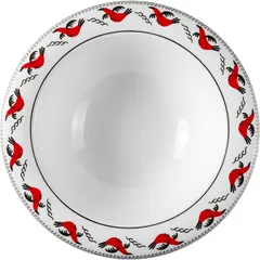 Deep plate “Mezen” Estet Geese  porcelain  D=22, H=6cm  white, red