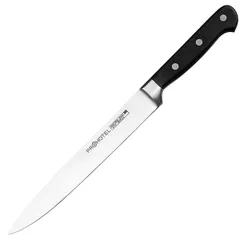Нож кухонный универсальный «Проотель» сталь нерж.,пластик ,L=34/21,B=3см черный,металлич.