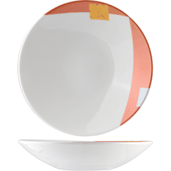 Salad bowl “Zen”  porcelain  0.5 l  D=200, H=45mm  white, orange.