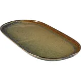 Блюдо «Серфис» овальное керамика ,H=20,L=355,B=170мм олив.,серый