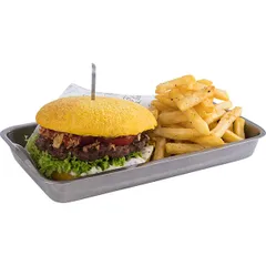 Поднос для подачи «Винтаж» прямоугольный глубокий сталь нерж. ,H=30,L=255,B=160мм серебрист.,матовый, изображение 2