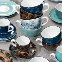 Чашка чайная «Аида» фарфор 280мл D=108,H=66мм бирюз., изображение 3