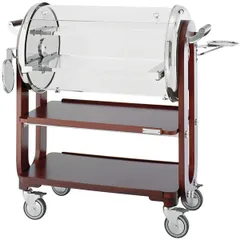 3-tier serving trolley with closed box, silver plated  stainless steel, plastic  silver, pro