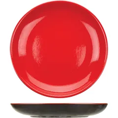 Plate “Carmine” flat without borders  ceramics  D=25cm  red, black