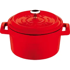 Baking pot with handles  enameled cast iron  0.55 l  red