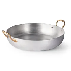 Сковорода для подачи «Арго» с двумя ручками алюмин.,латунь 1,2л D=230,H=45мм серебрист.