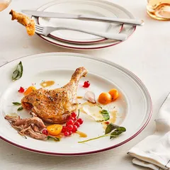 Тарелка «Бид Марун Бэнд» фарфор D=16,5см белый,бордо, изображение 4