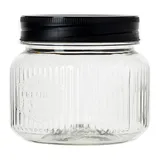 Банка квадратная с крышкой полипроп. 0,6л ,H=95,L=95,B=95мм прозр.,черный